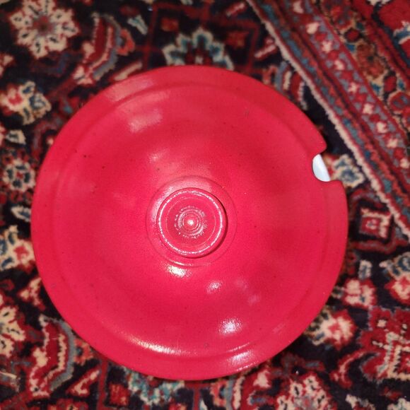 Emile Henry Le Potier Covered Tureen Soup Bowl Cooker 4 Qt Red w Lion Head VTG - Picture 5 of 16